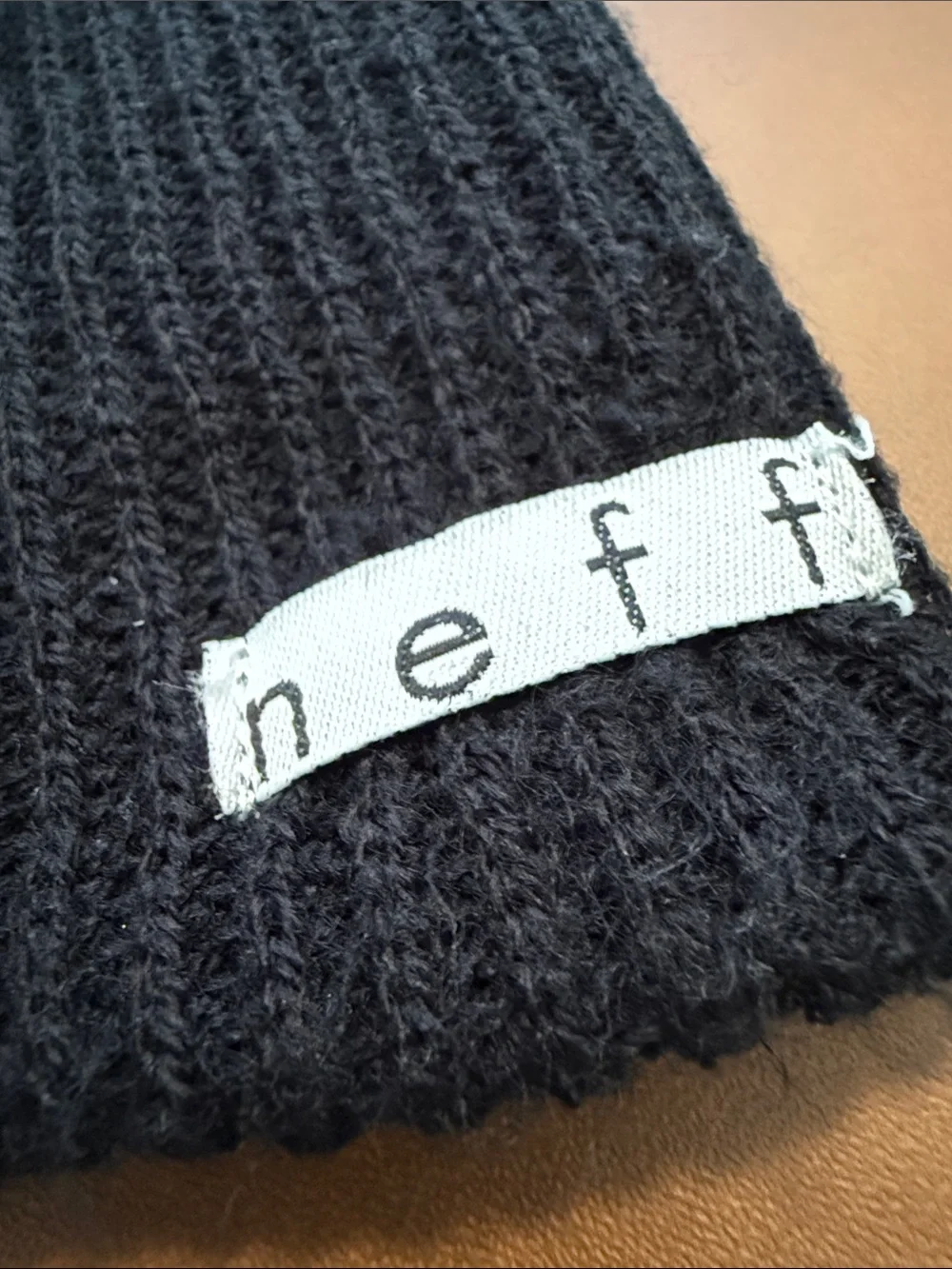 Neff Ribbed 100% Acrylic Knit Black Beanie, Unisex, One Size